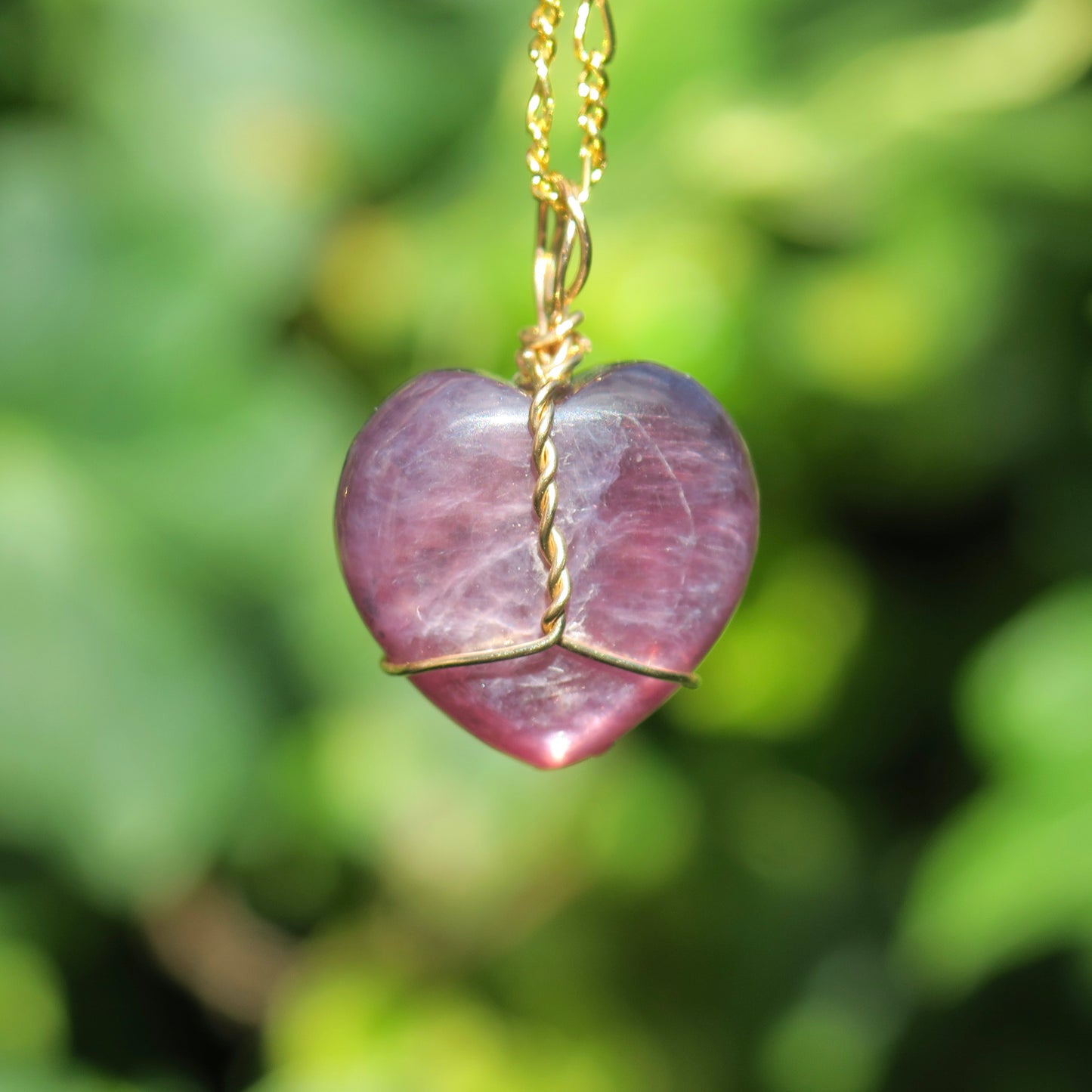 Lepidolite Mica Heart Pendant | 14k Gold-Fill