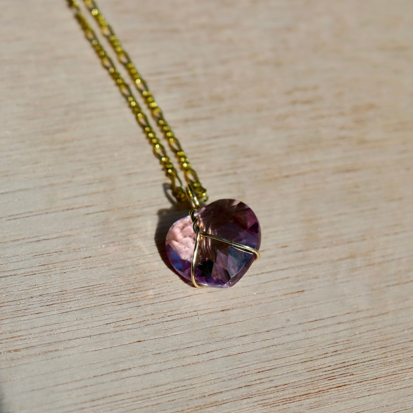 Faceted Amethyst Heart Pendant | 14k Gold-Fill