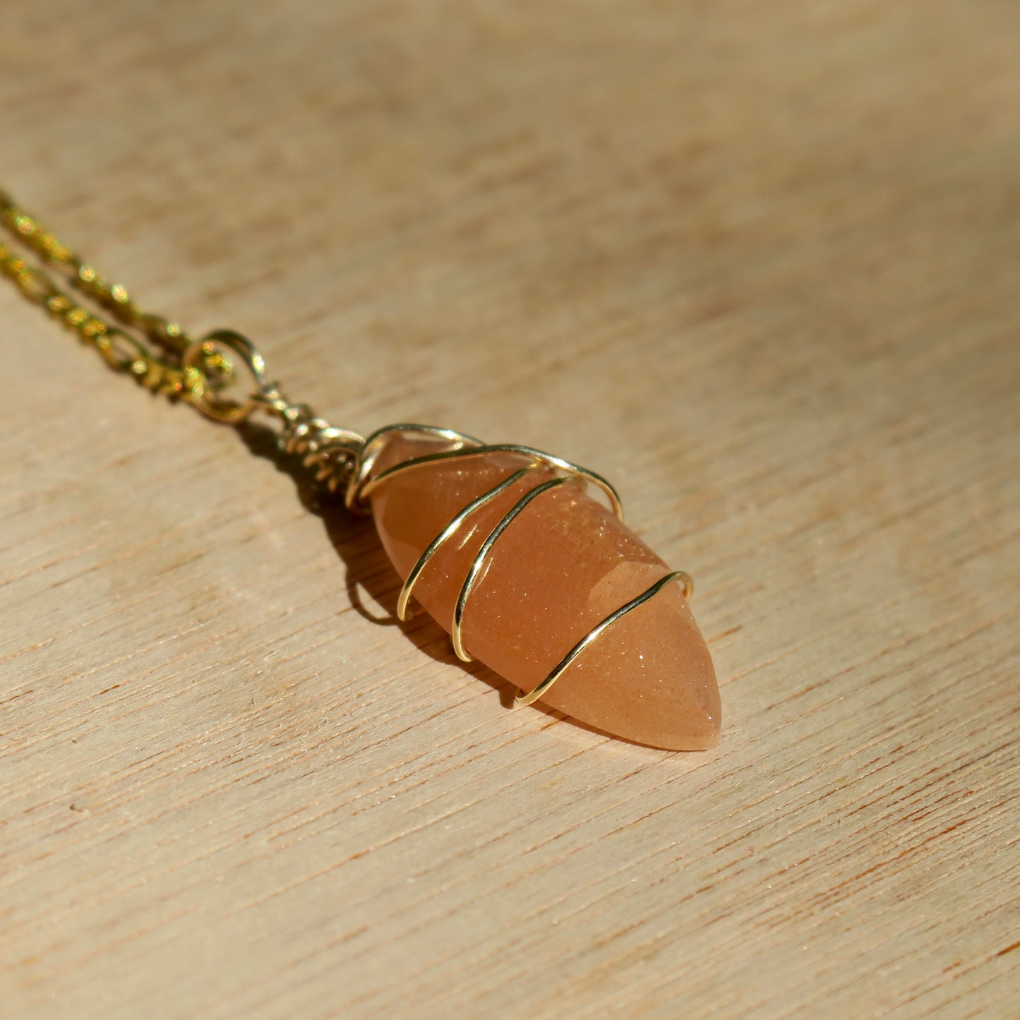 Peach Moonstone Pendant | 14k Gold-Fill