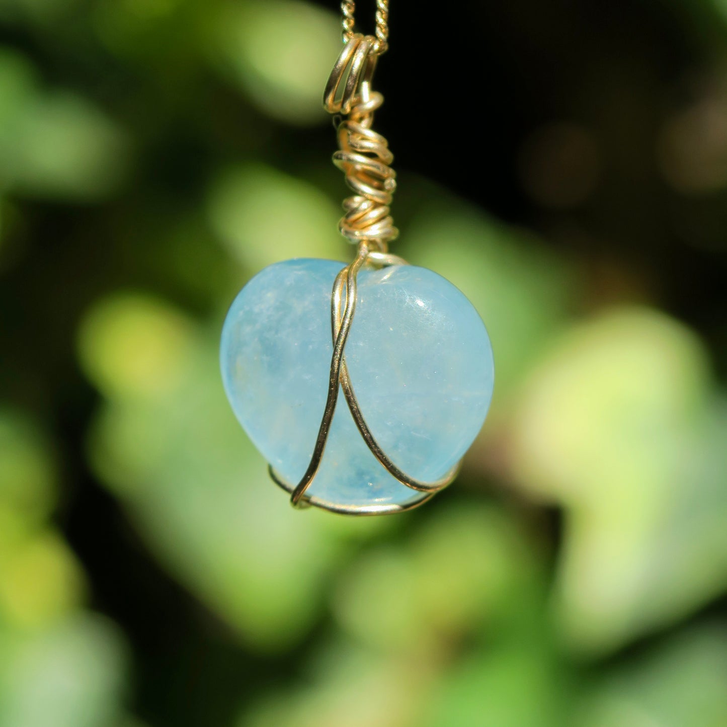 Aquamarine Heart Pendant | 14k Gold-Fill