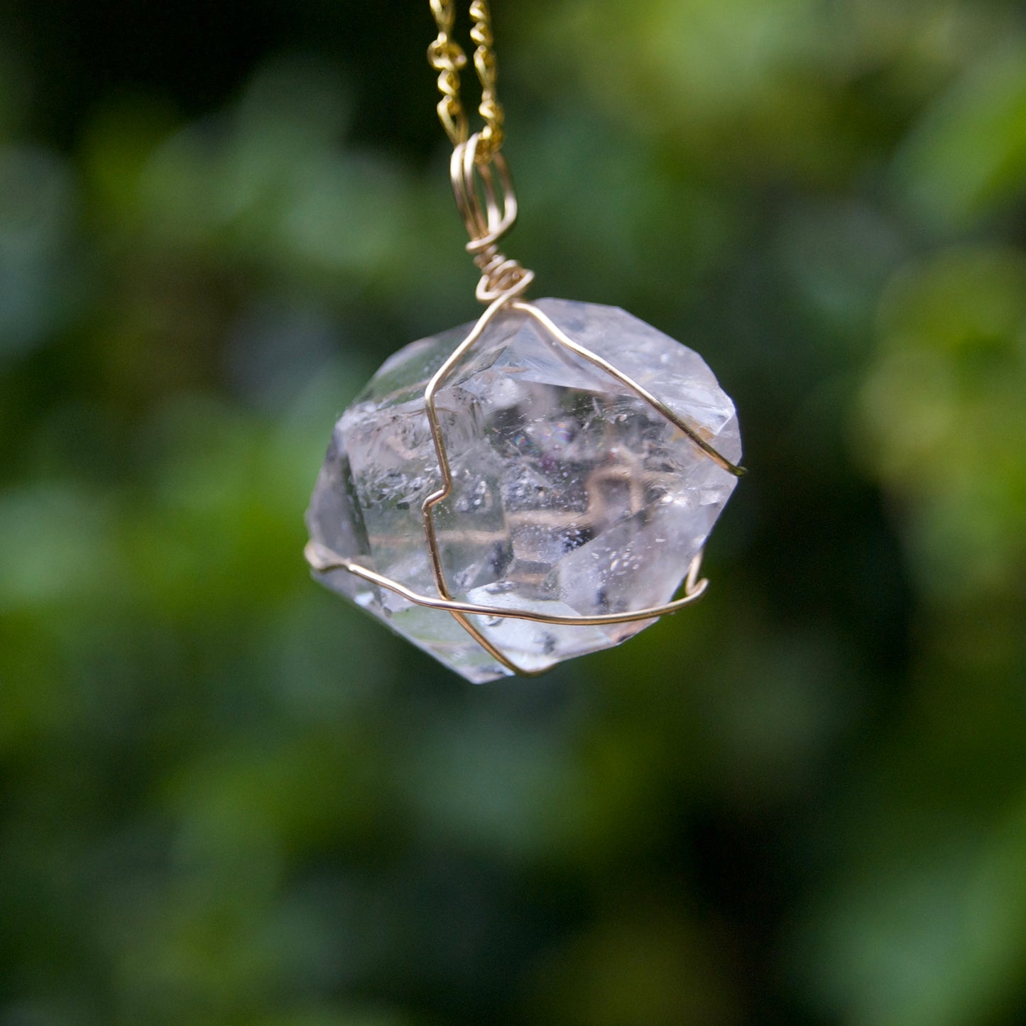 Diamond Quartz Pendant | 14k Gold-Fill