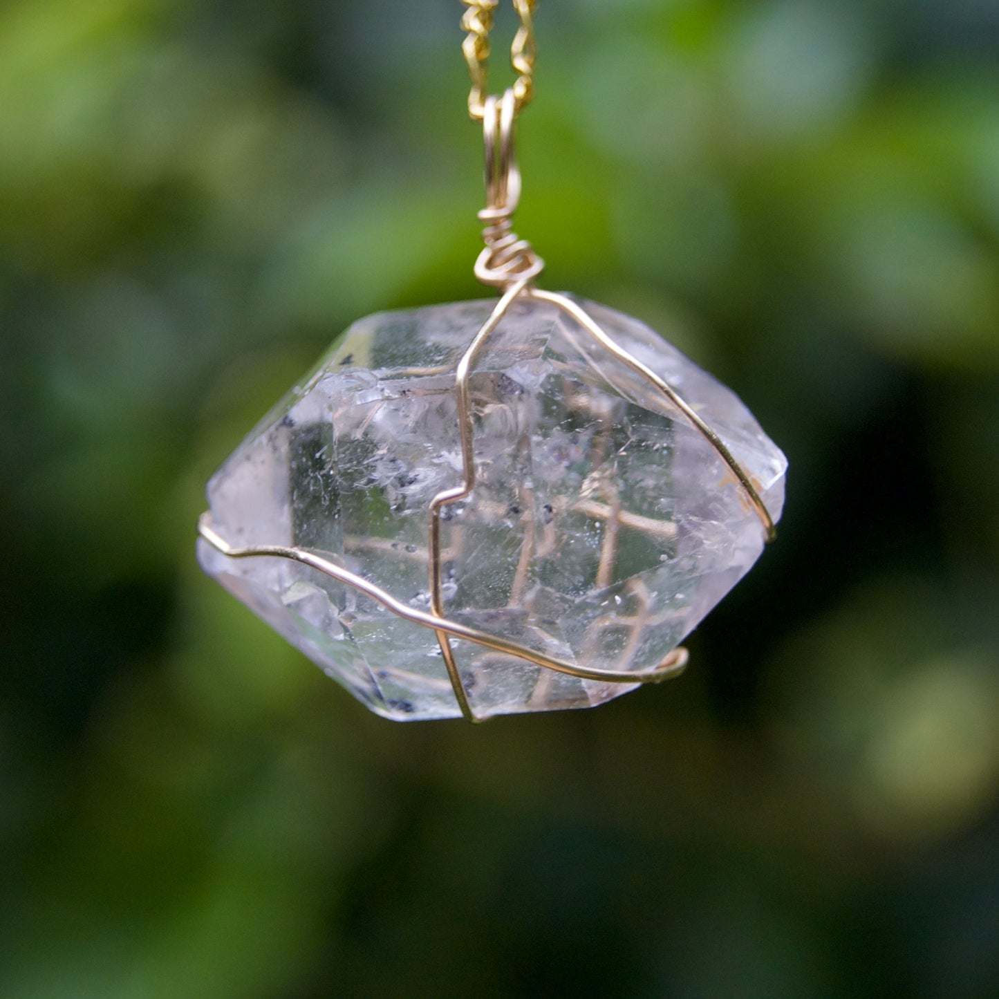 Diamond Quartz Pendant | 14k Gold-Fill