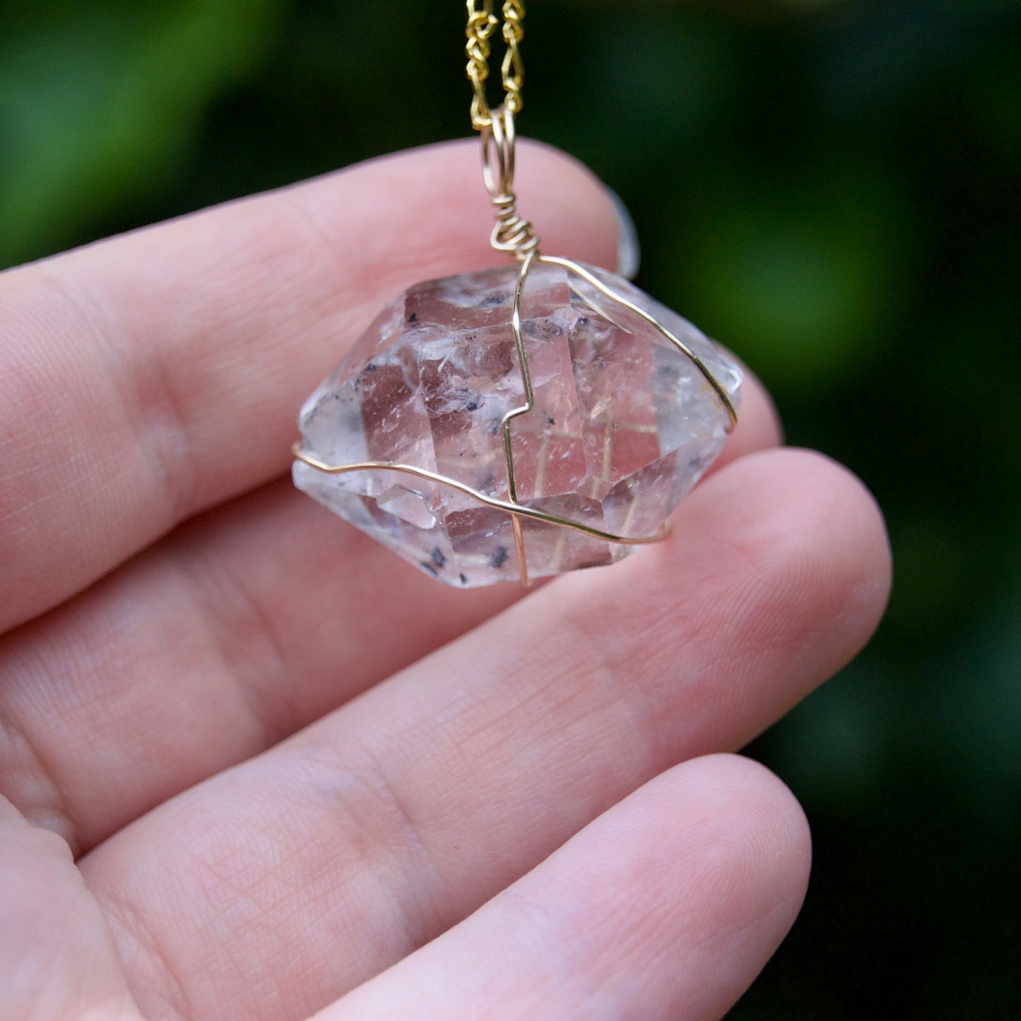 Diamond Quartz Pendant | 14k Gold-Fill
