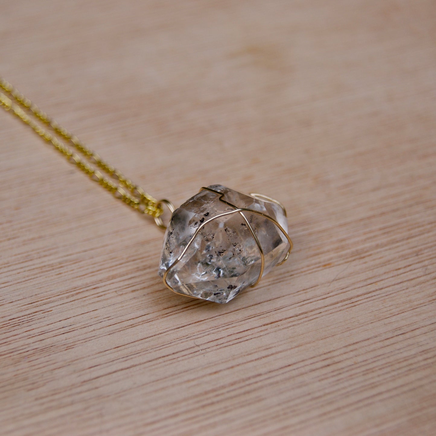 Diamond Quartz Pendant | 14k Gold-Fill