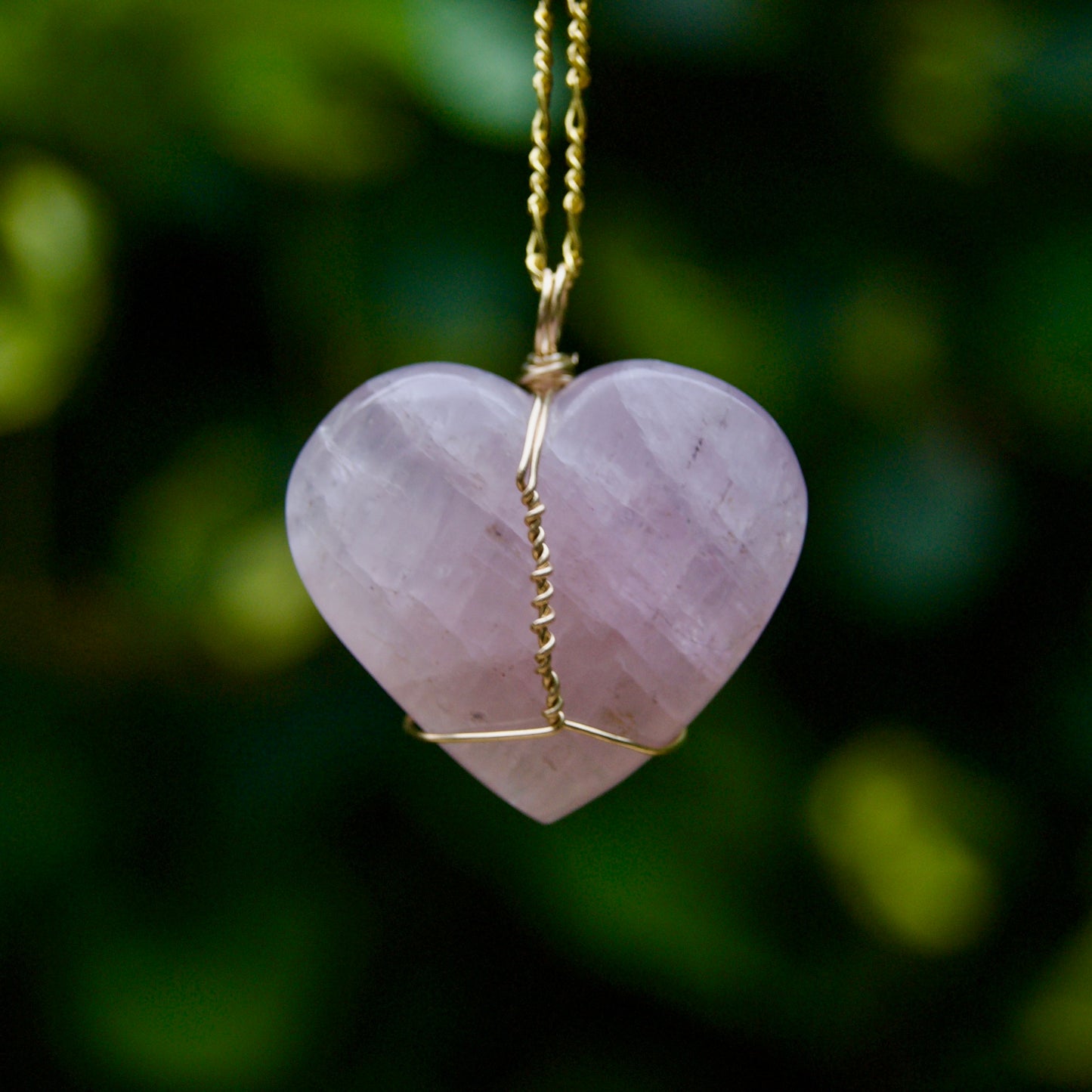 Large Kunzite Heart Pendant | 14k Gold-Fill