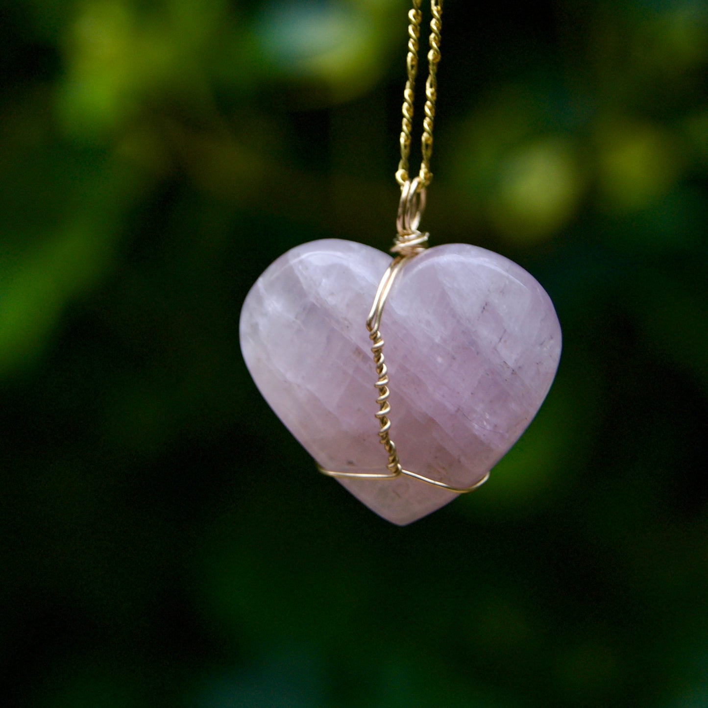Large Kunzite Heart Pendant | 14k Gold-Fill