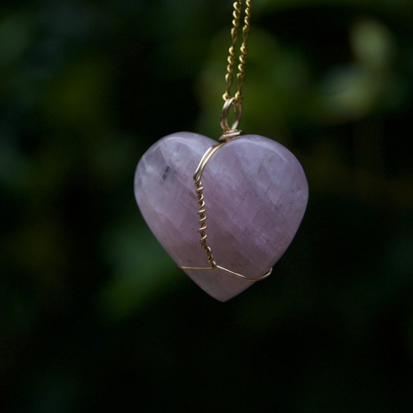 Large Kunzite Heart Pendant | 14k Gold-Fill