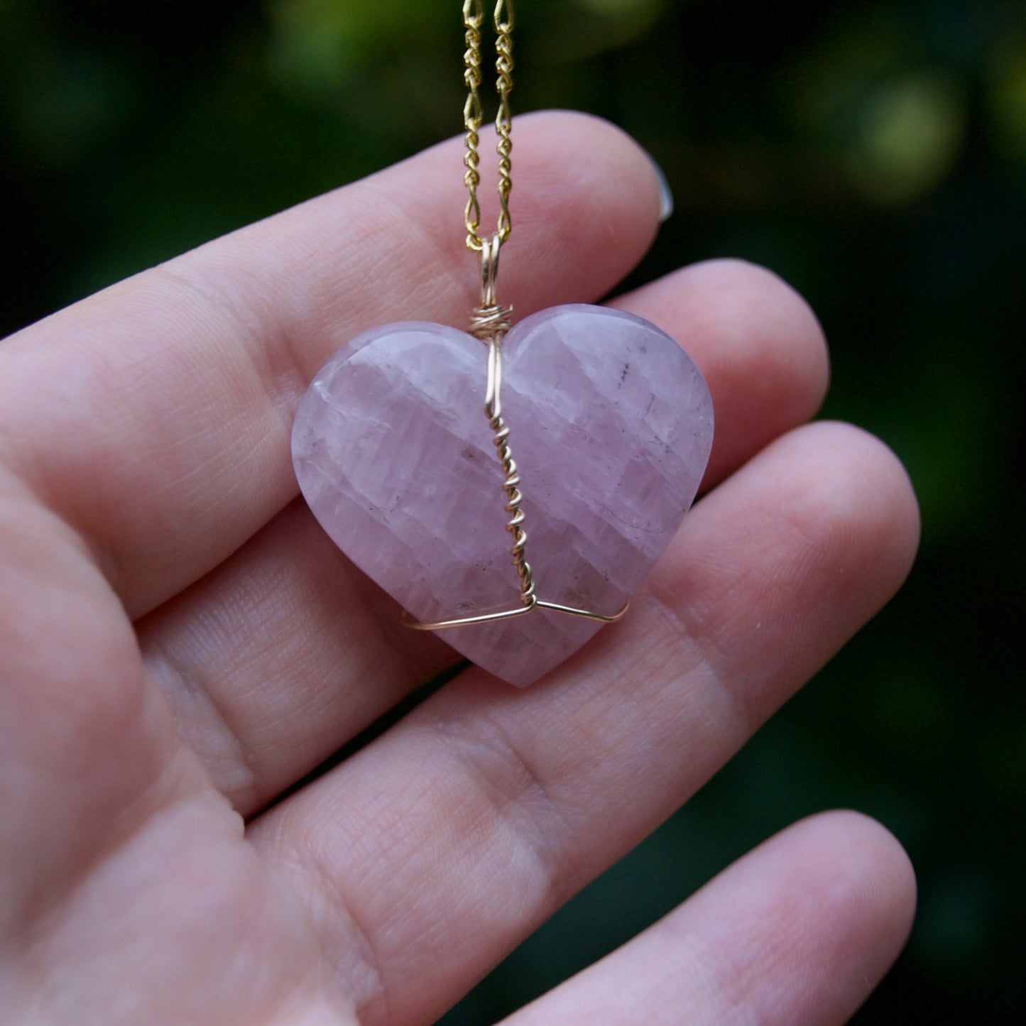 Large Kunzite Heart Pendant | 14k Gold-Fill