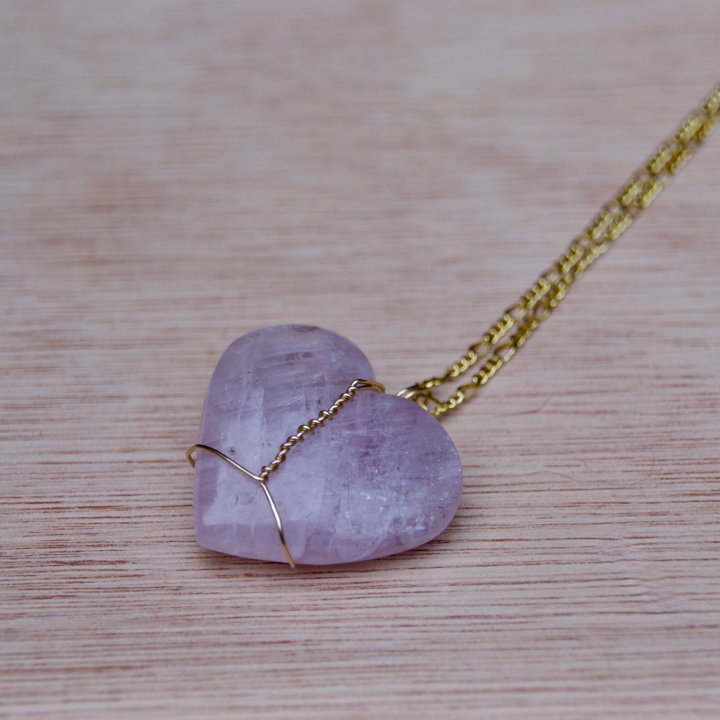 Large Kunzite Heart Pendant | 14k Gold-Fill