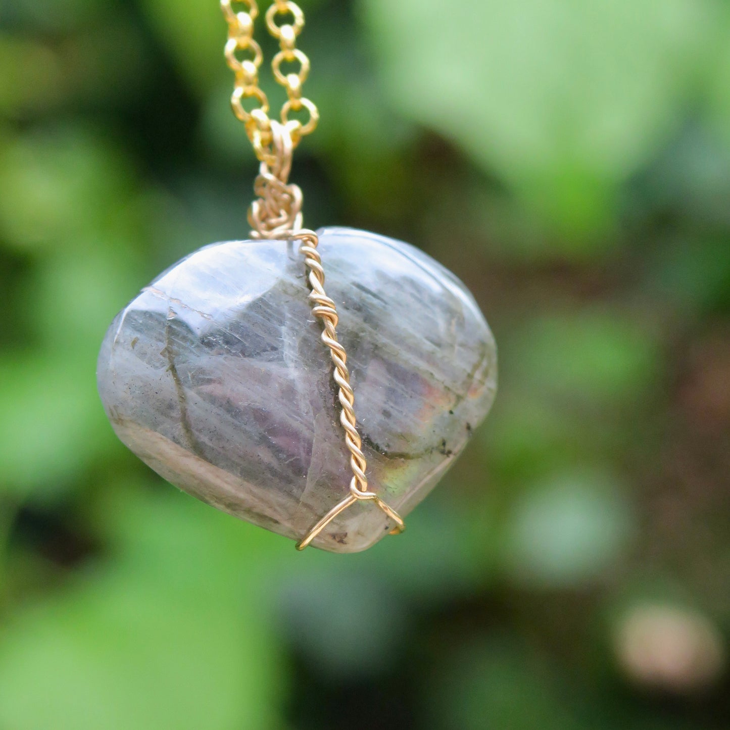 Large Labradorite Heart Pendant | 14k Gold-Fill