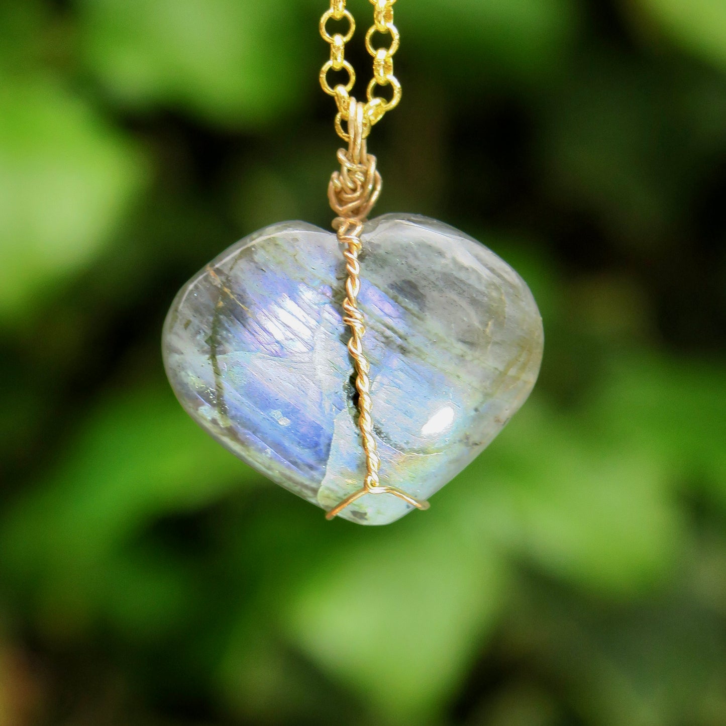 Large Labradorite Heart Pendant | 14k Gold-Fill