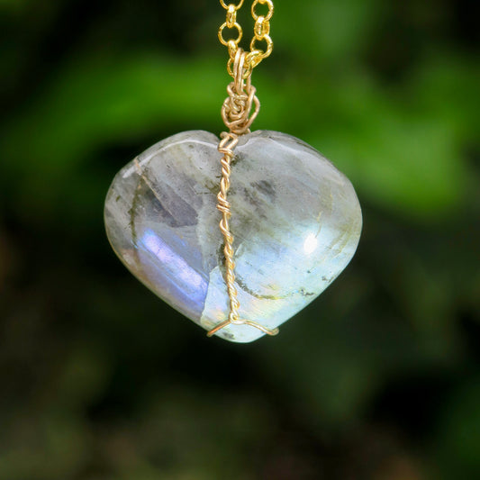 Large Labradorite Heart Pendant | 14k Gold-Fill