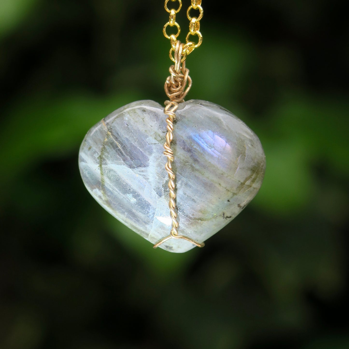 Large Labradorite Heart Pendant | 14k Gold-Fill
