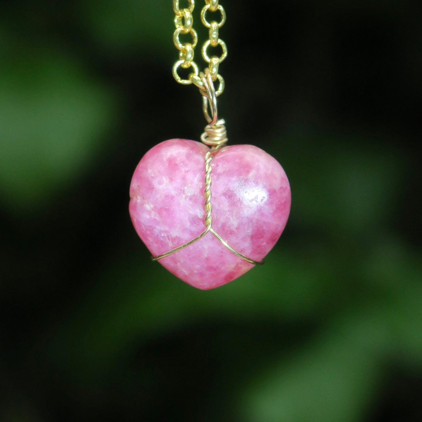 Rhodonite Heart Pendant | 14k Gold-Fill