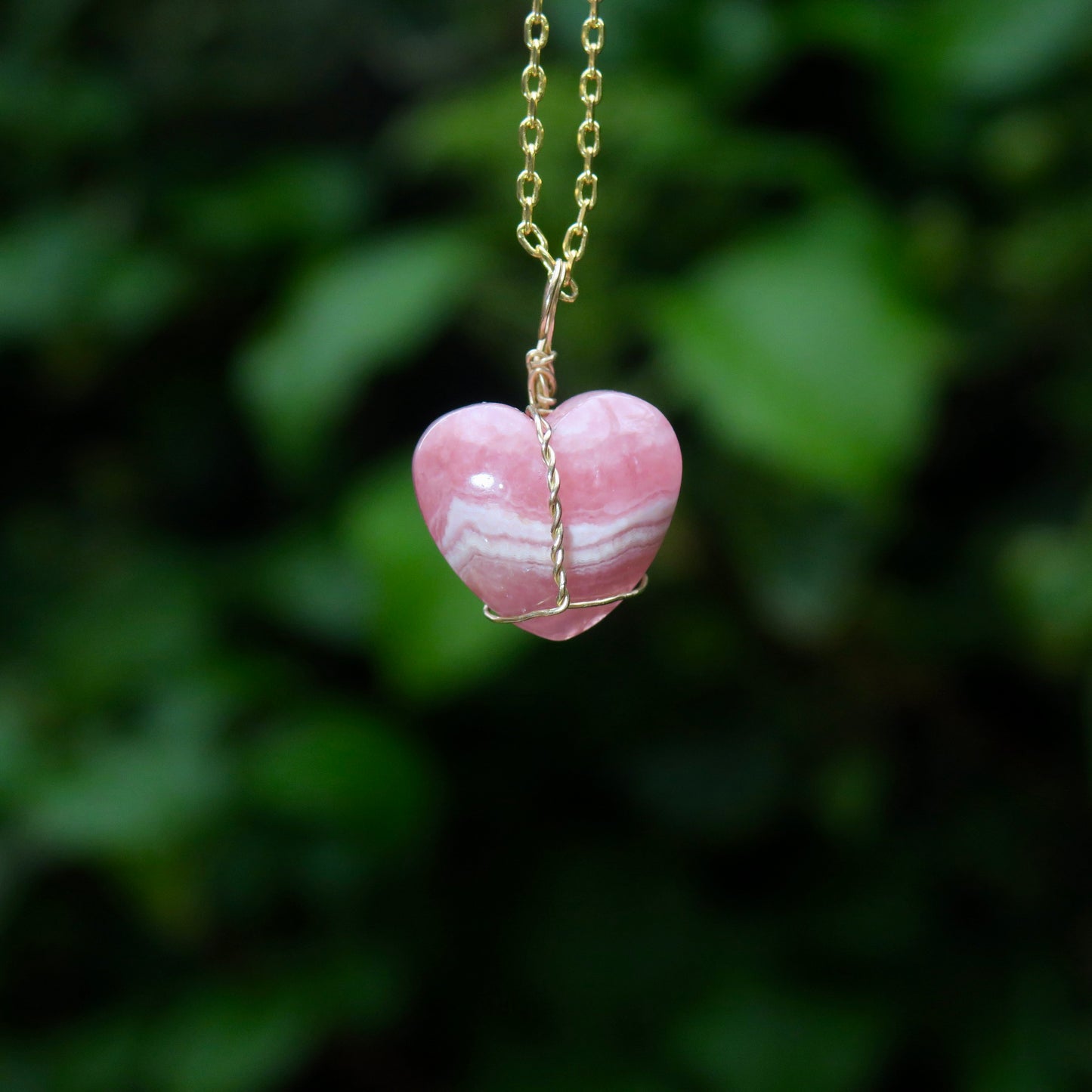 Rhodochrosite Heart Pendant | 14k Gold-Fill