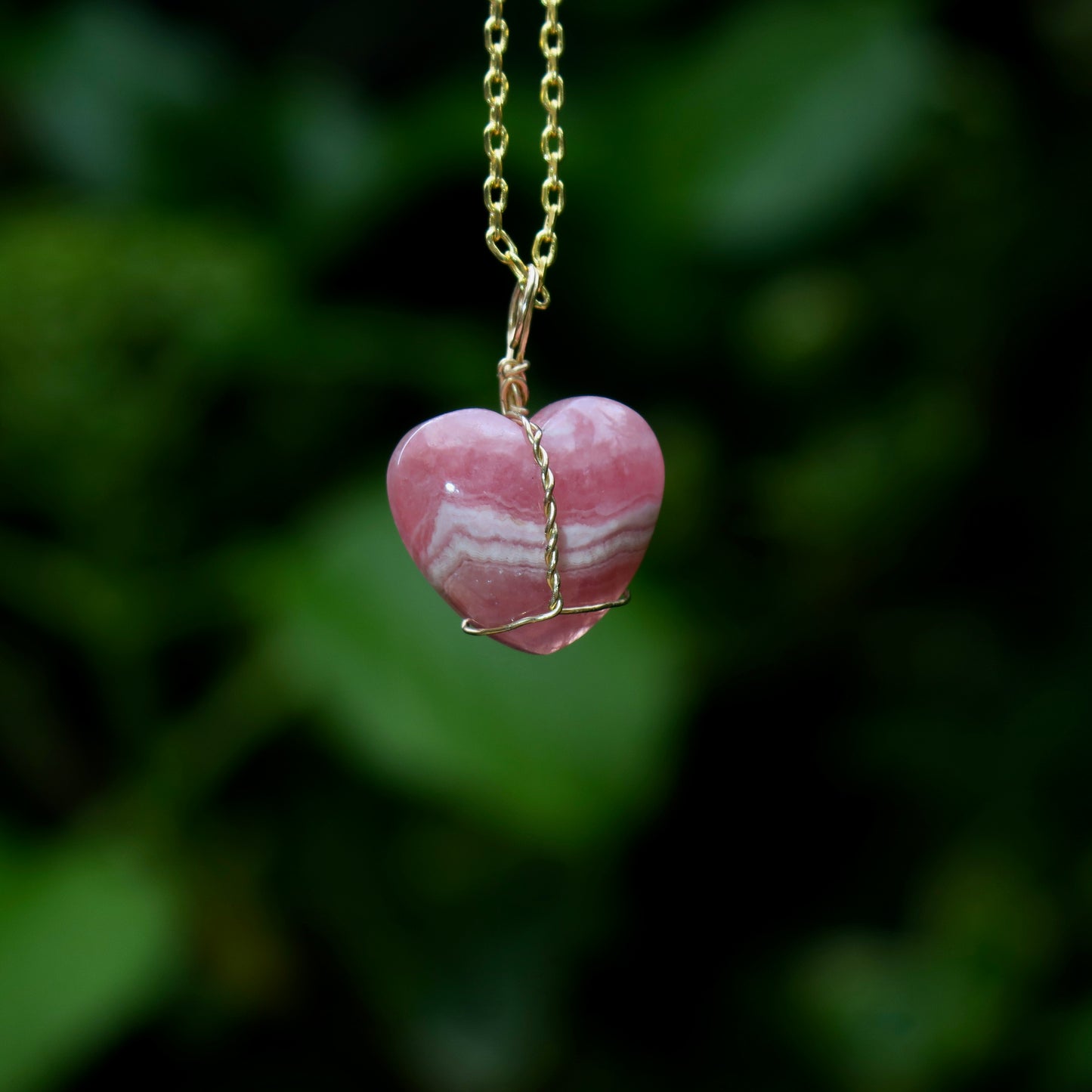 Rhodochrosite Heart Pendant | 14k Gold-Fill