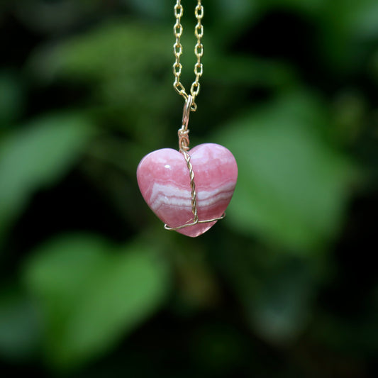 Rhodochrosite Heart Pendant | 14k Gold-Fill