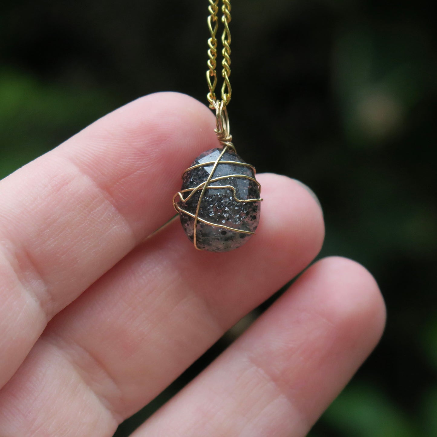 Black Sunstone Pendant | 14k Gold-Fill