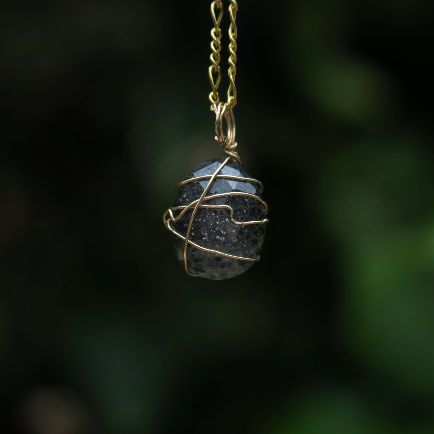 Black Sunstone Pendant | 14k Gold-Fill