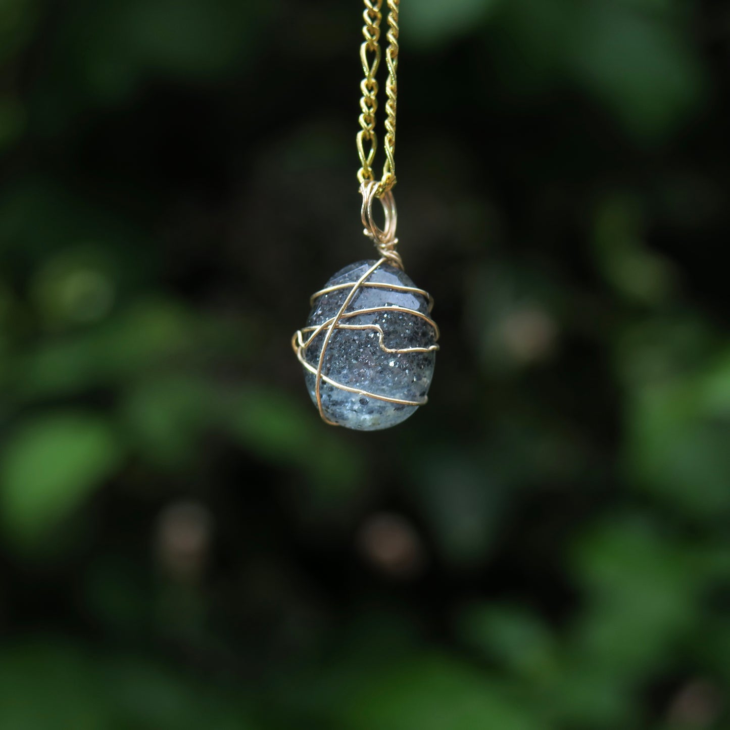 Black Sunstone Pendant | 14k Gold-Fill