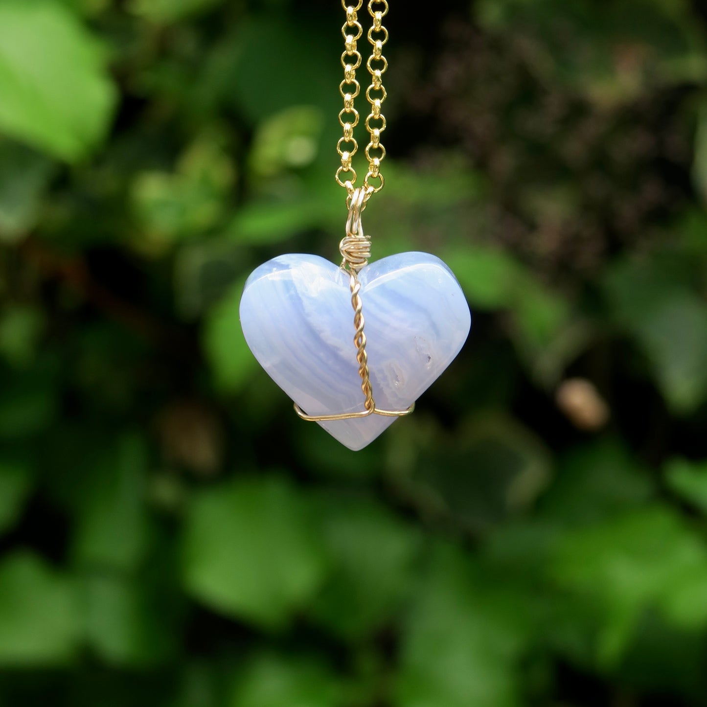 Medium Blue Lace Heart Pendant | 14k Gold-Fill