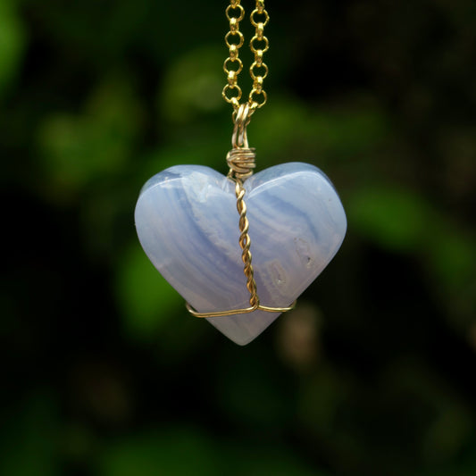 Medium Blue Lace Heart Pendant | 14k Gold-Fill