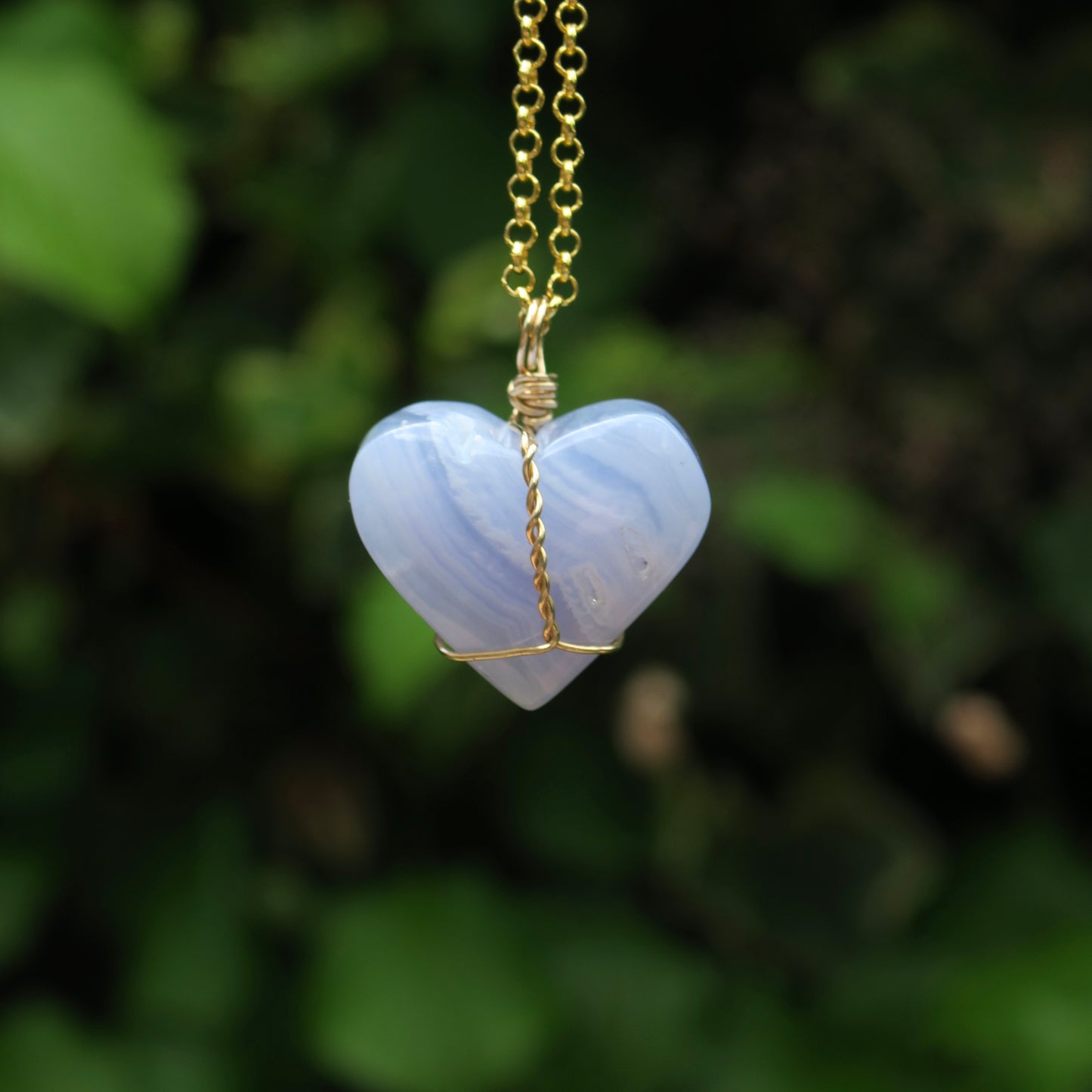 Medium Blue Lace Heart Pendant | 14k Gold-Fill