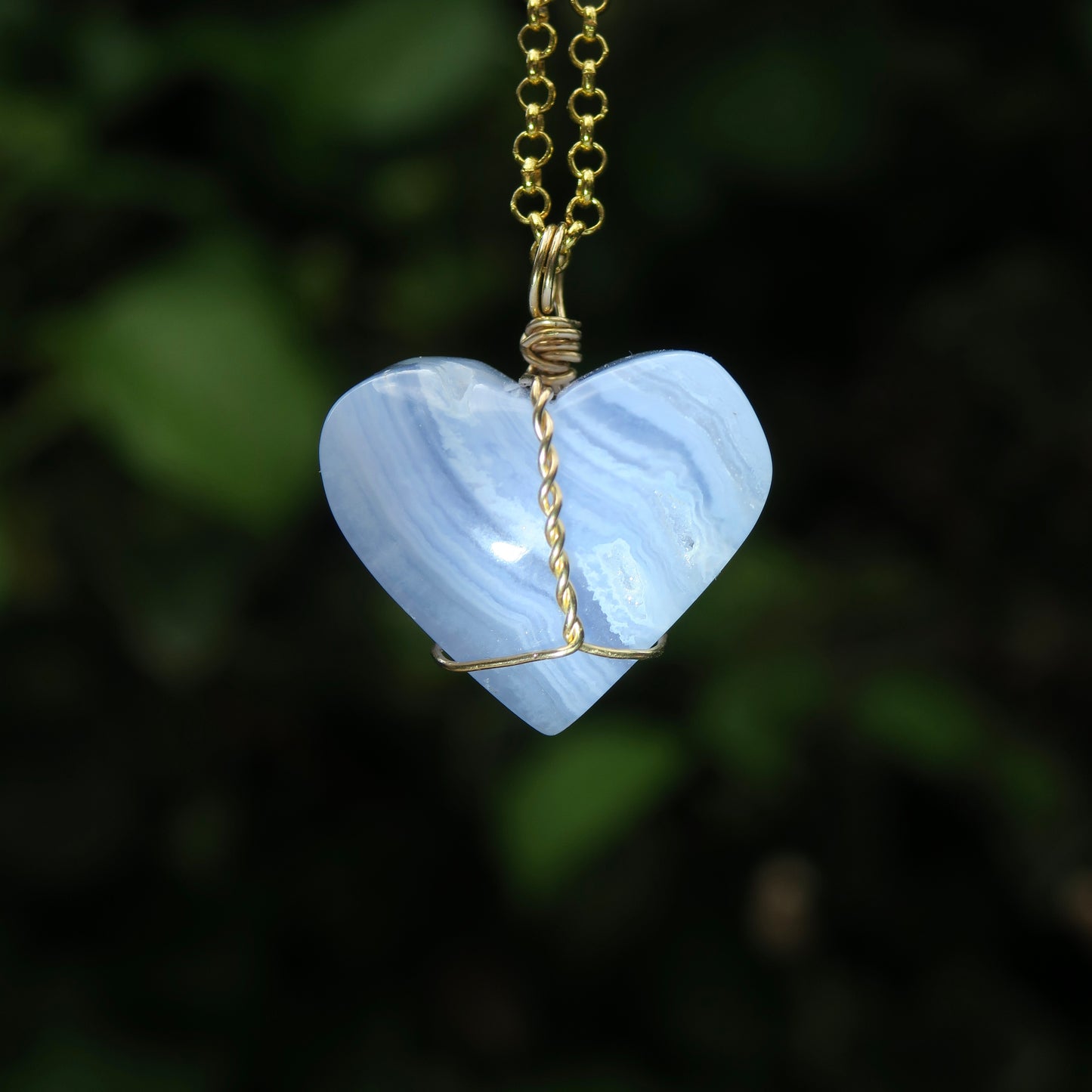 Medium Blue Lace Heart Pendant | 14k Gold-Fill