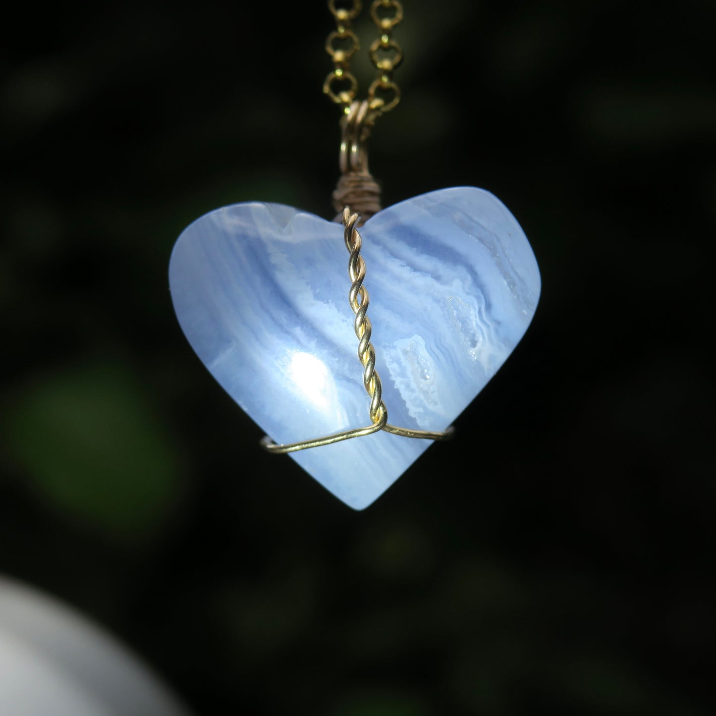 Medium Blue Lace Heart Pendant | 14k Gold-Fill