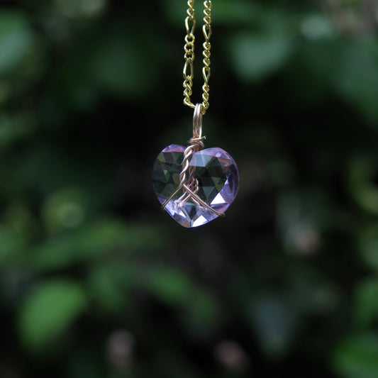 Faceted Amethyst Heart Pendant | 14k Gold-Fill