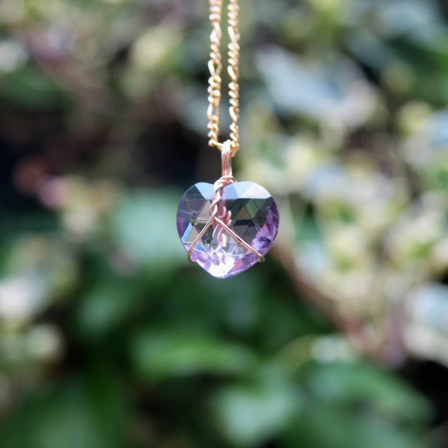 Faceted Amethyst Heart Pendant | 14k Gold-Fill