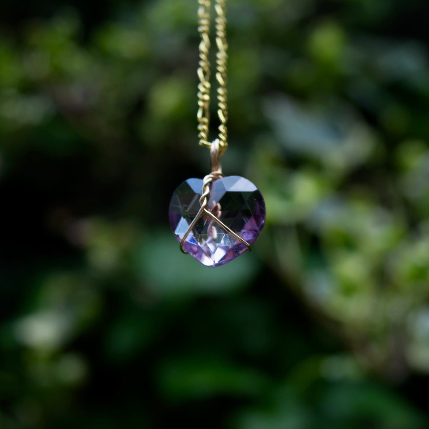 Faceted Amethyst Heart Pendant | 14k Gold-Fill