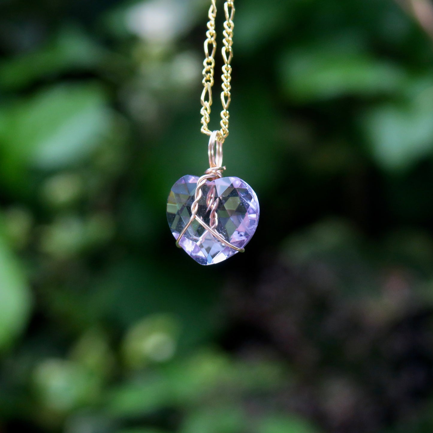 Faceted Amethyst Heart Pendant | 14k Gold-Fill