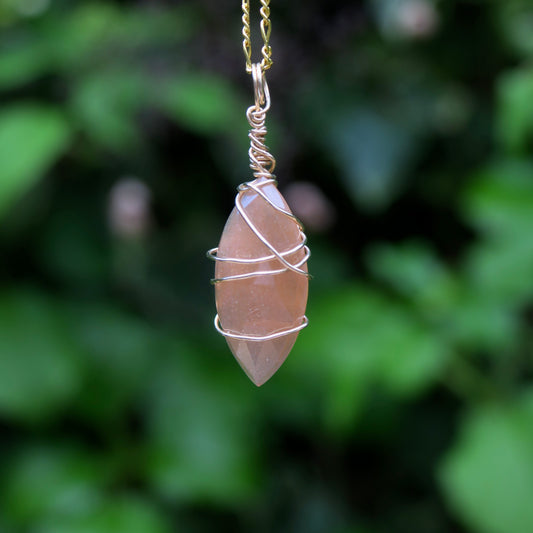 Peach Moonstone Pendant | 14k Gold-Fill
