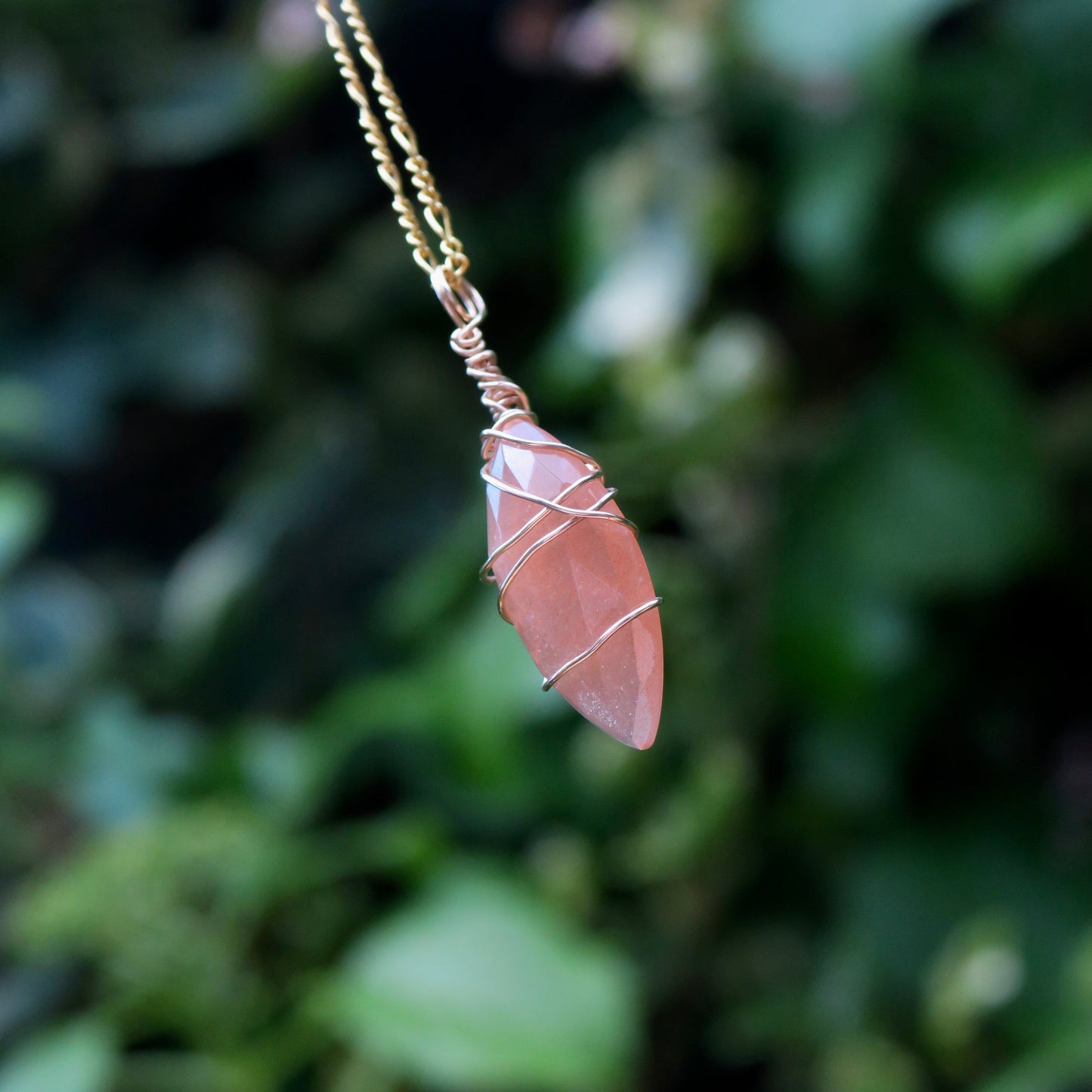 Peach Moonstone Pendant | 14k Gold-Fill