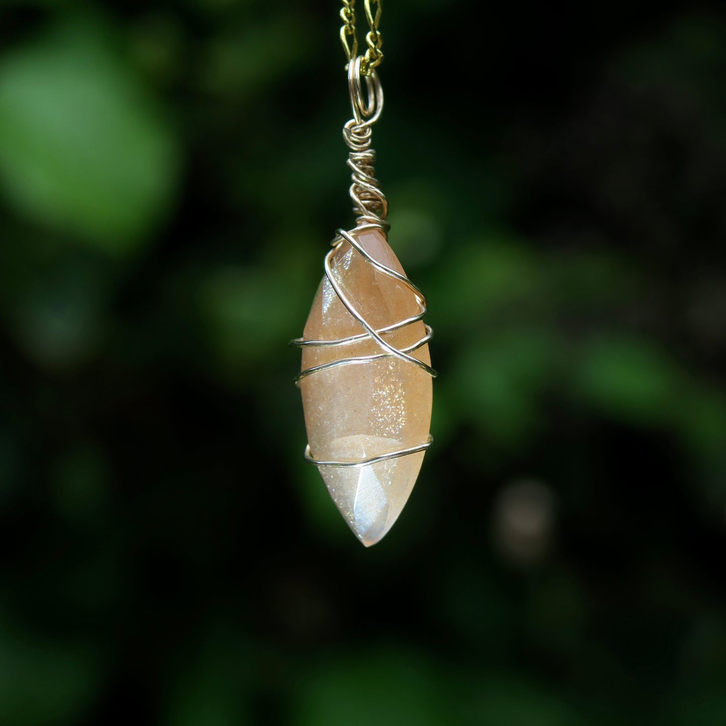 Peach Moonstone Pendant | 14k Gold-Fill