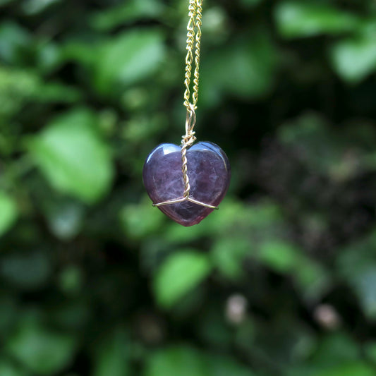 Lepidolite Mica Heart Pendant | 14k Gold-Fill