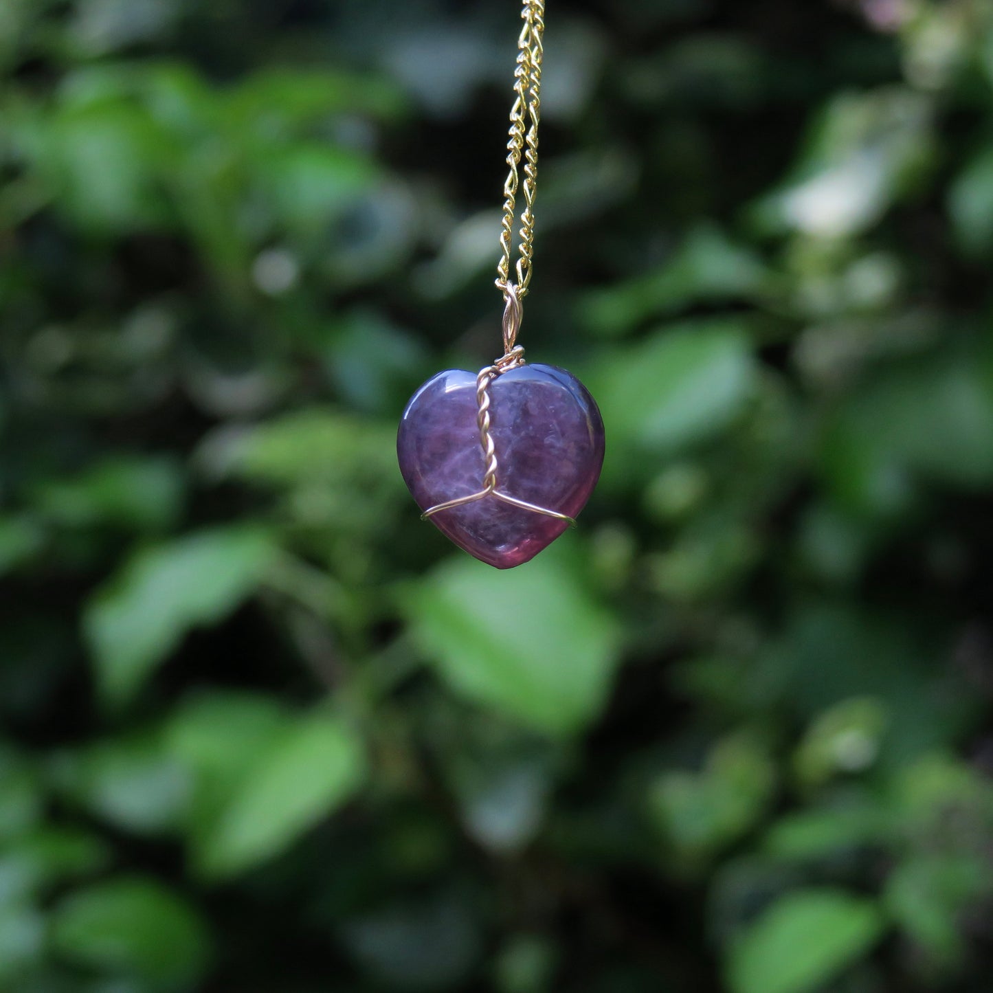 Lepidolite Mica Heart Pendant | 14k Gold-Fill