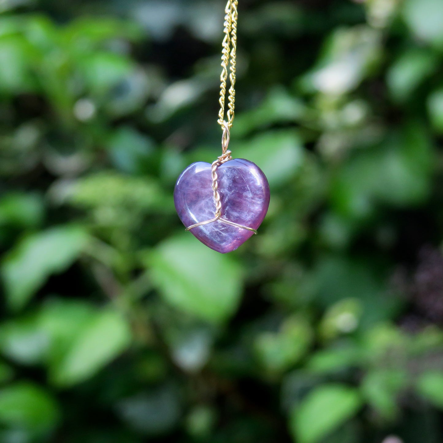 Lepidolite Mica Heart Pendant | 14k Gold-Fill