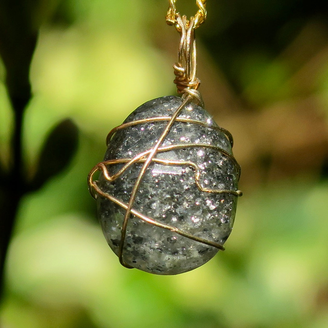 Black Sunstone Pendant | 14k Gold-Fill