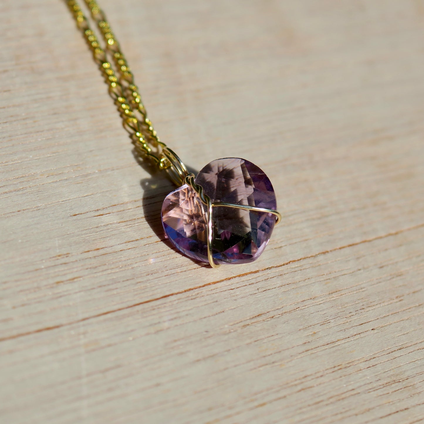 Faceted Amethyst Heart Pendant | 14k Gold-Fill