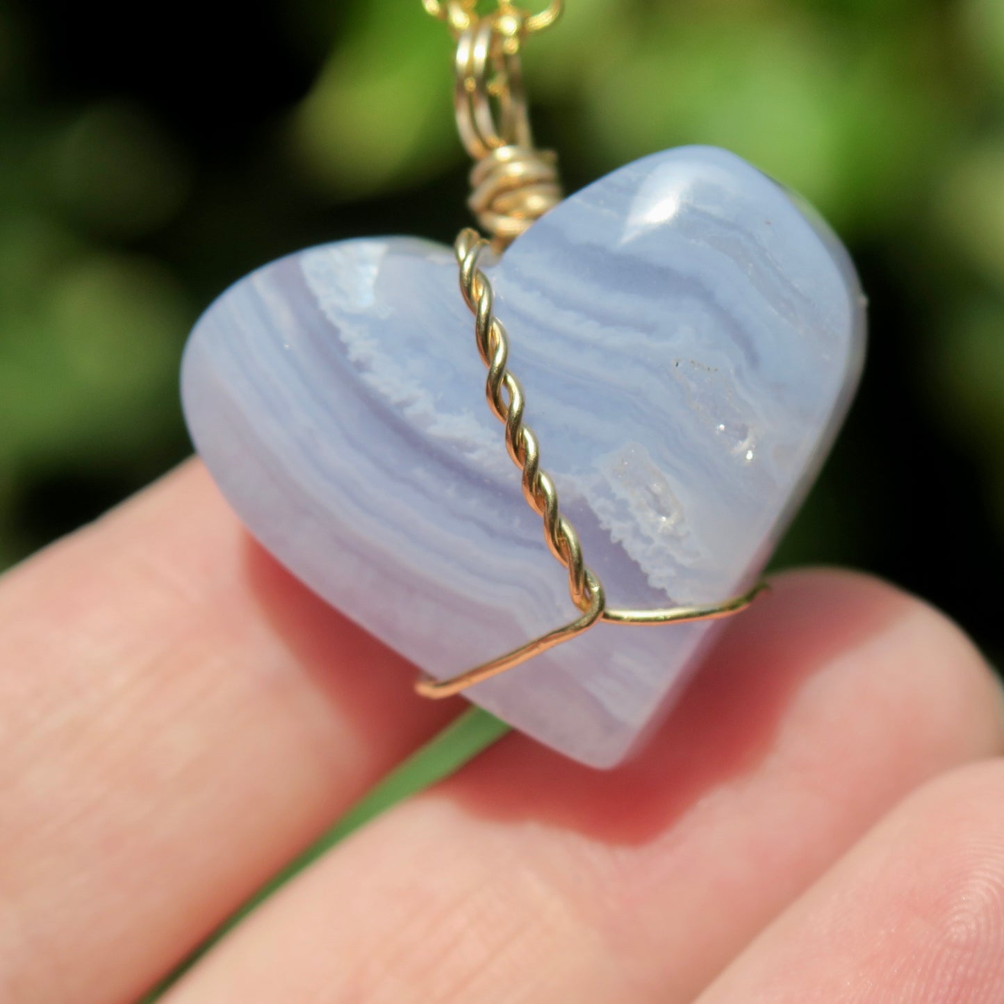 Medium Blue Lace Heart Pendant | 14k Gold-Fill