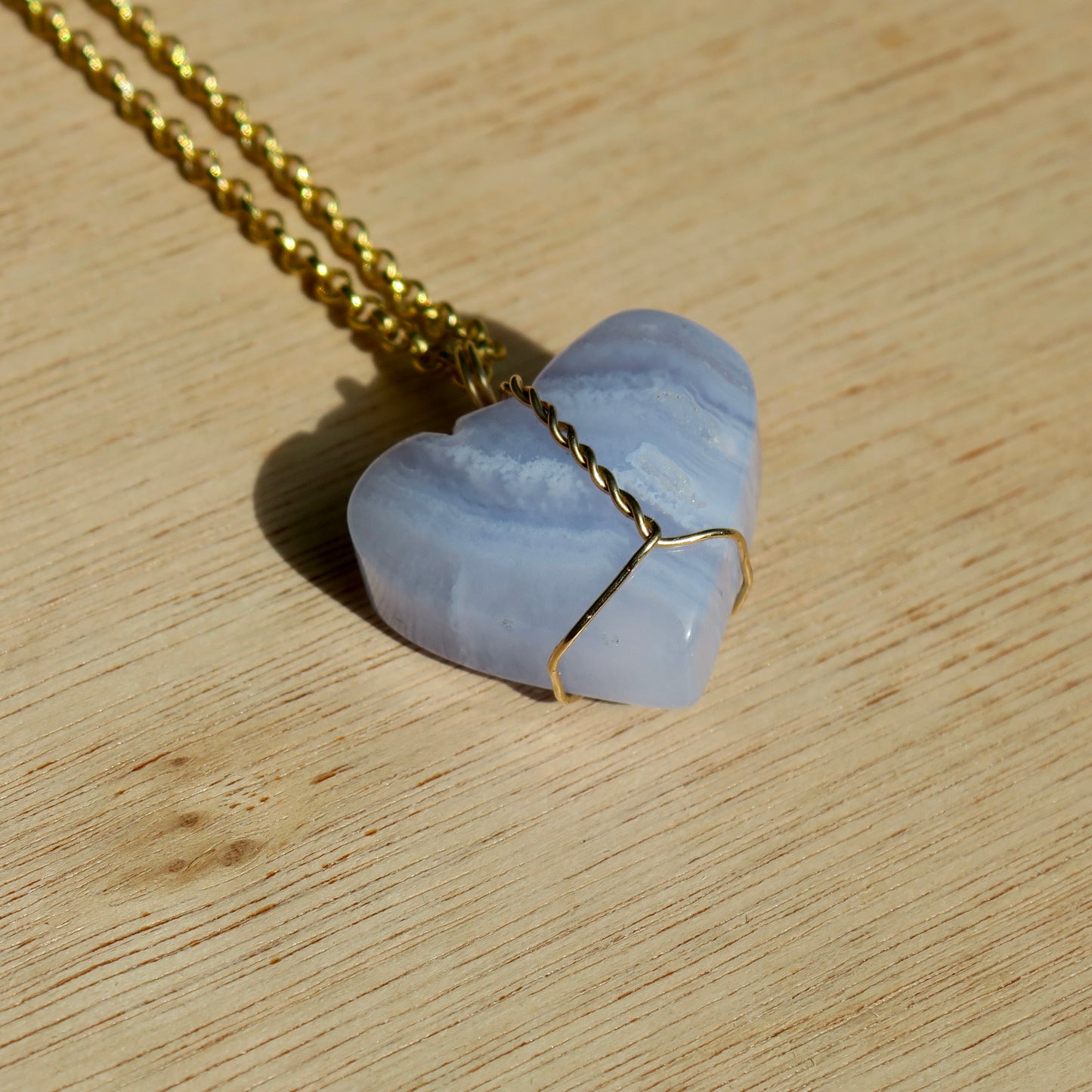 Medium Blue Lace Heart Pendant | 14k Gold-Fill