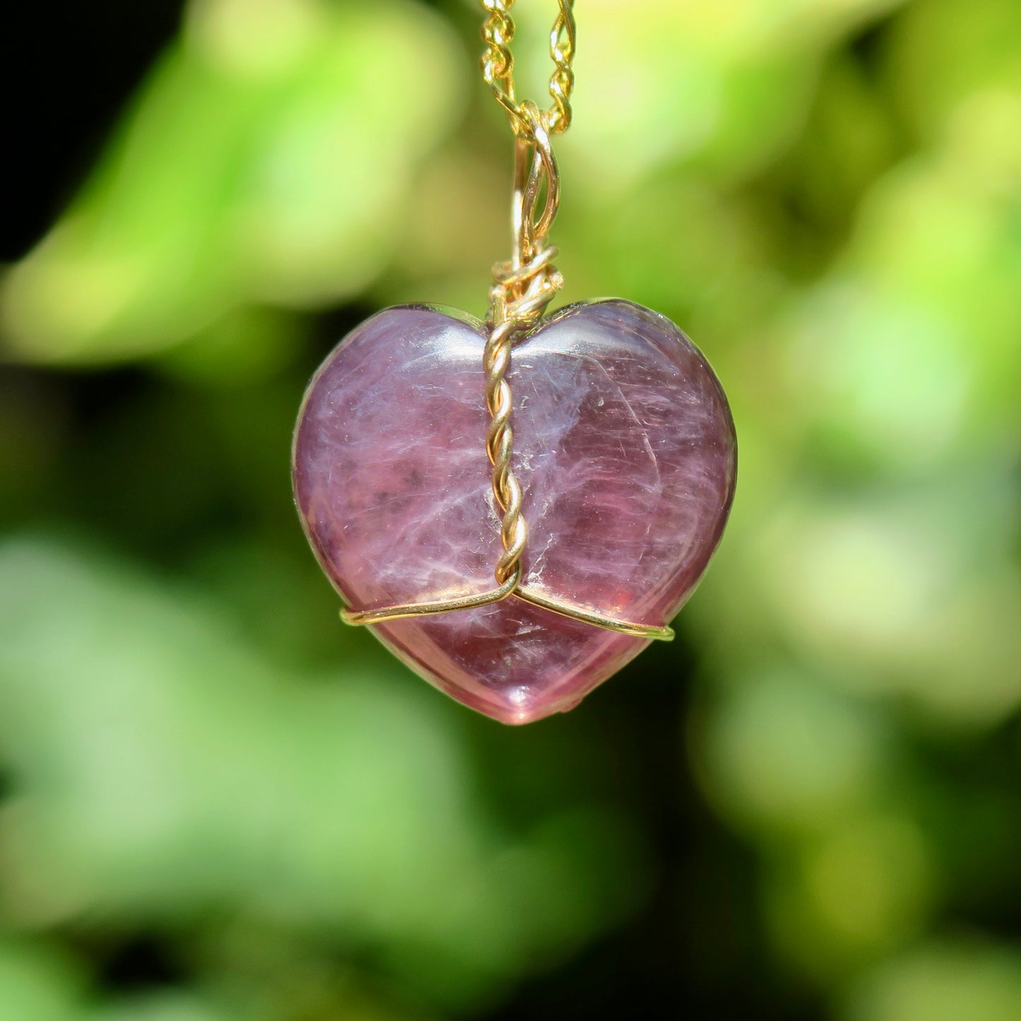 Lepidolite Mica Heart Pendant | 14k Gold-Fill