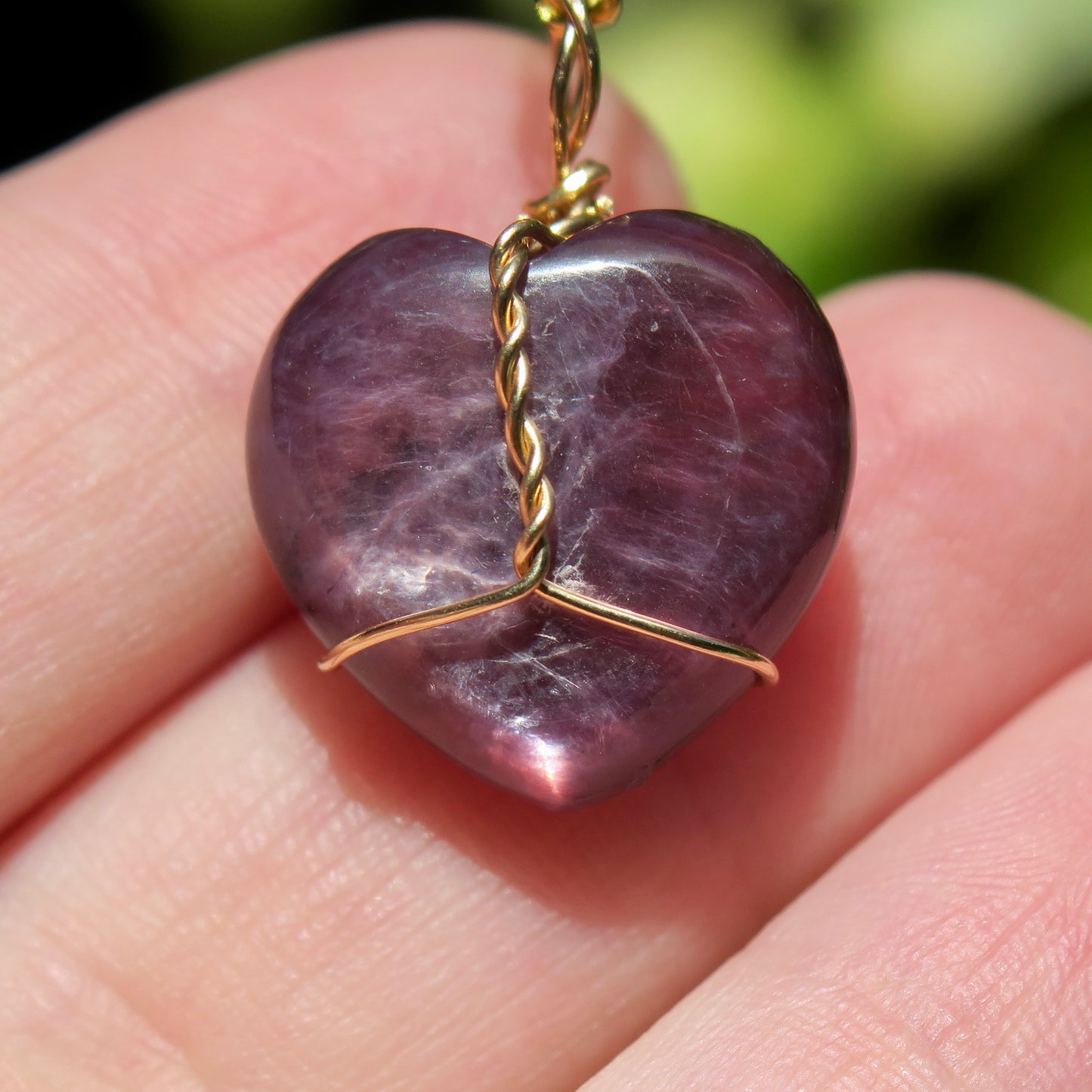 Lepidolite Mica Heart Pendant | 14k Gold-Fill