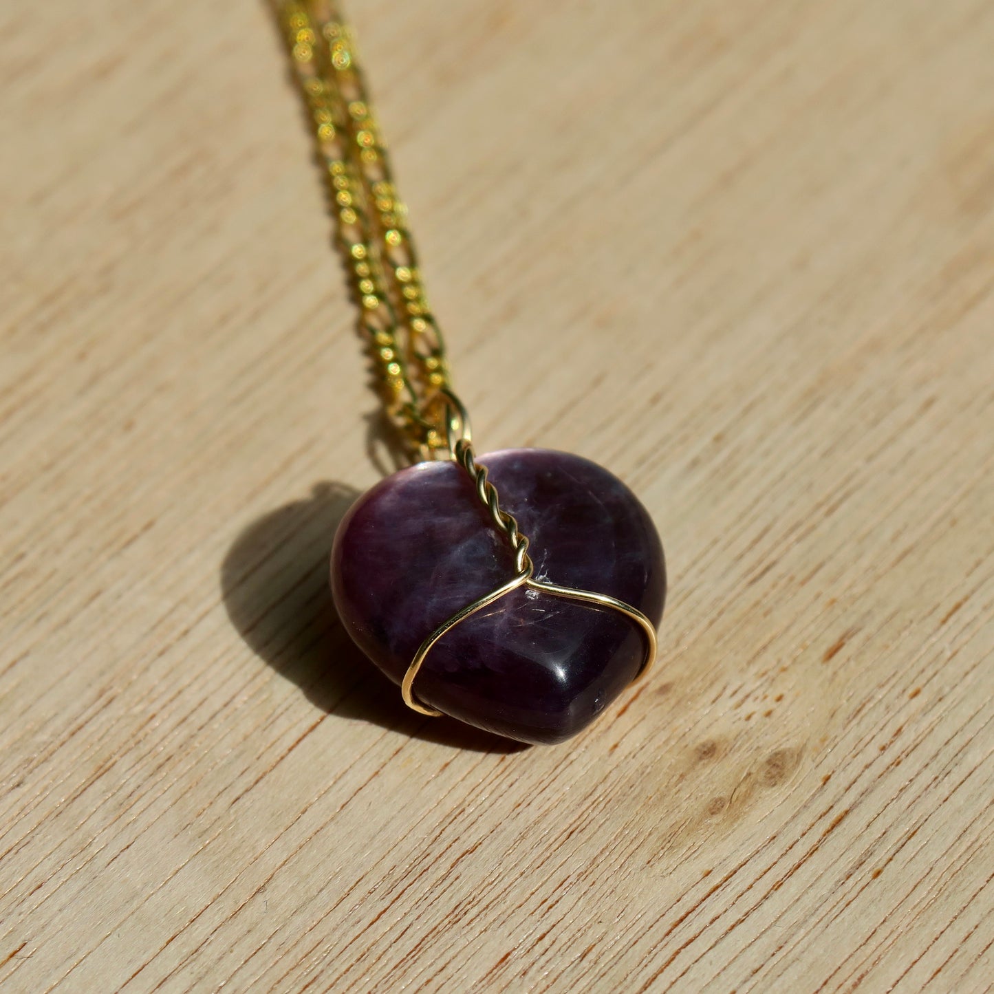 Lepidolite Mica Heart Pendant | 14k Gold-Fill