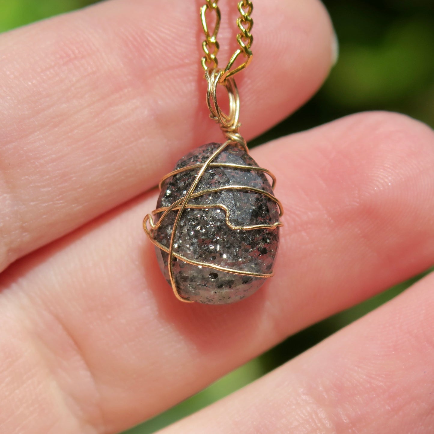 Black Sunstone Pendant | 14k Gold-Fill