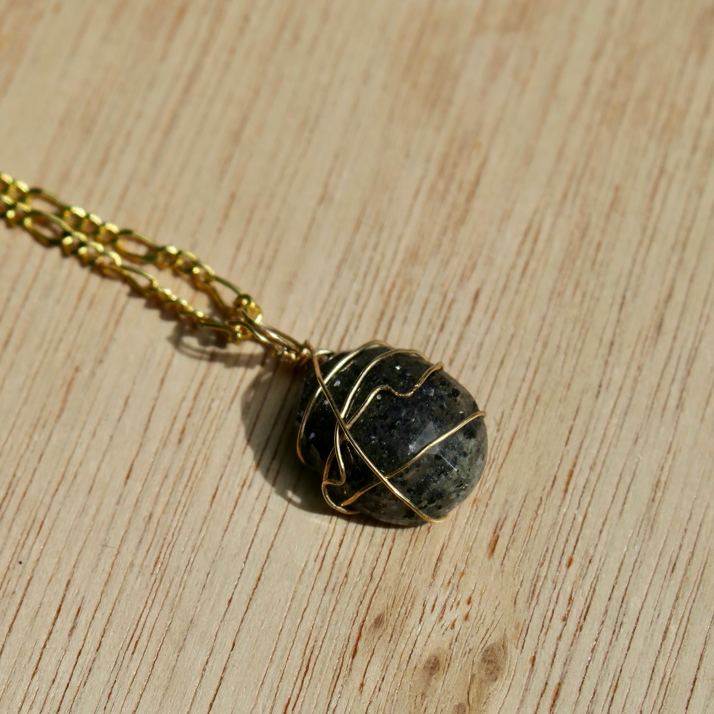 Black Sunstone Pendant | 14k Gold-Fill