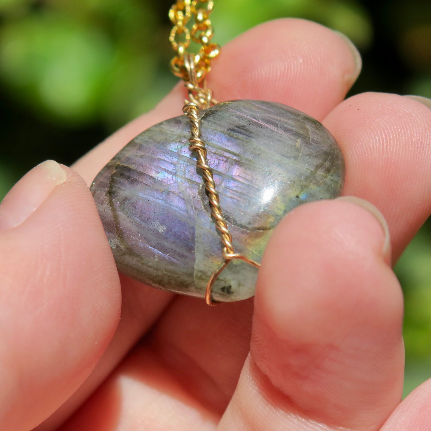 Large Labradorite Heart Pendant | 14k Gold-Fill