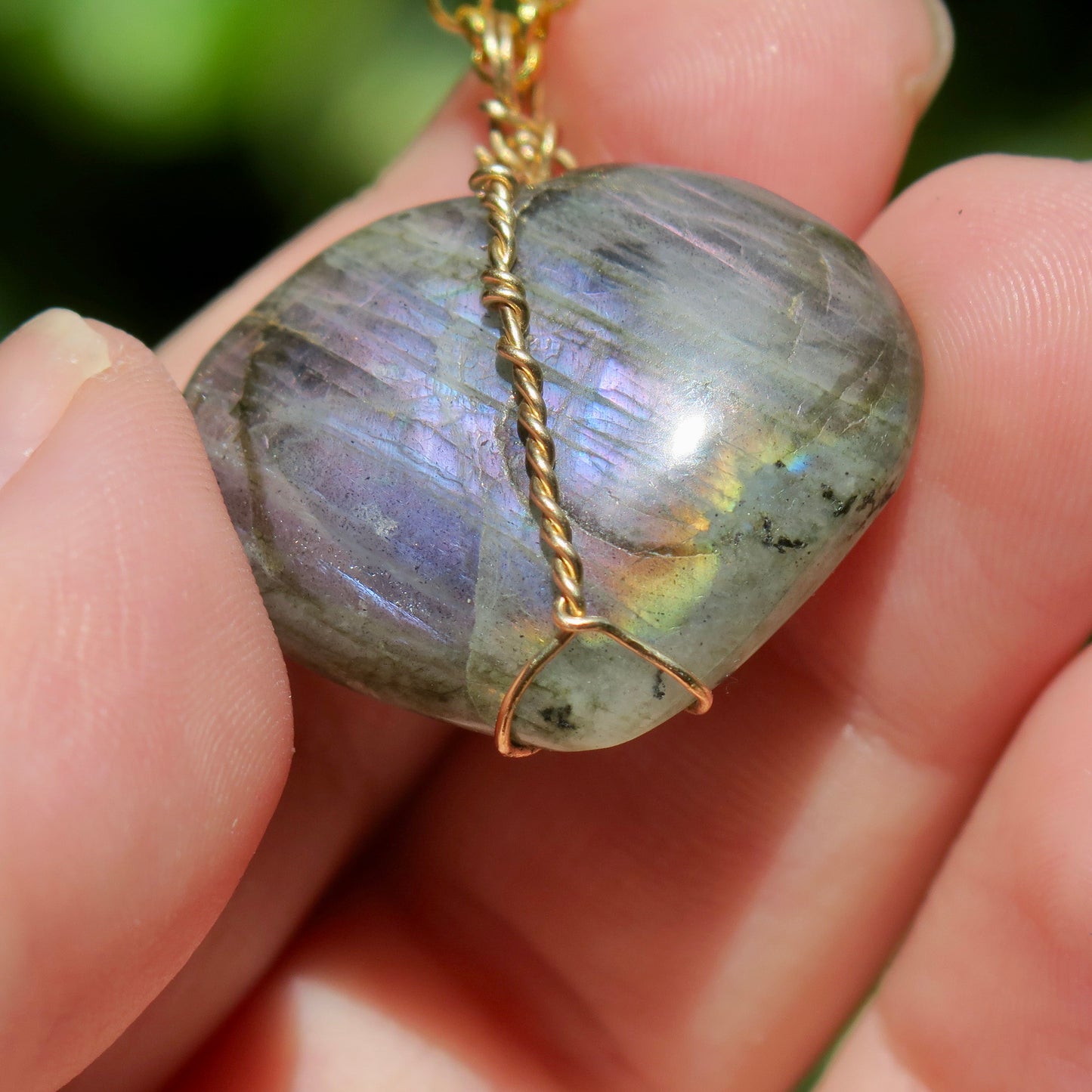Large Labradorite Heart Pendant | 14k Gold-Fill
